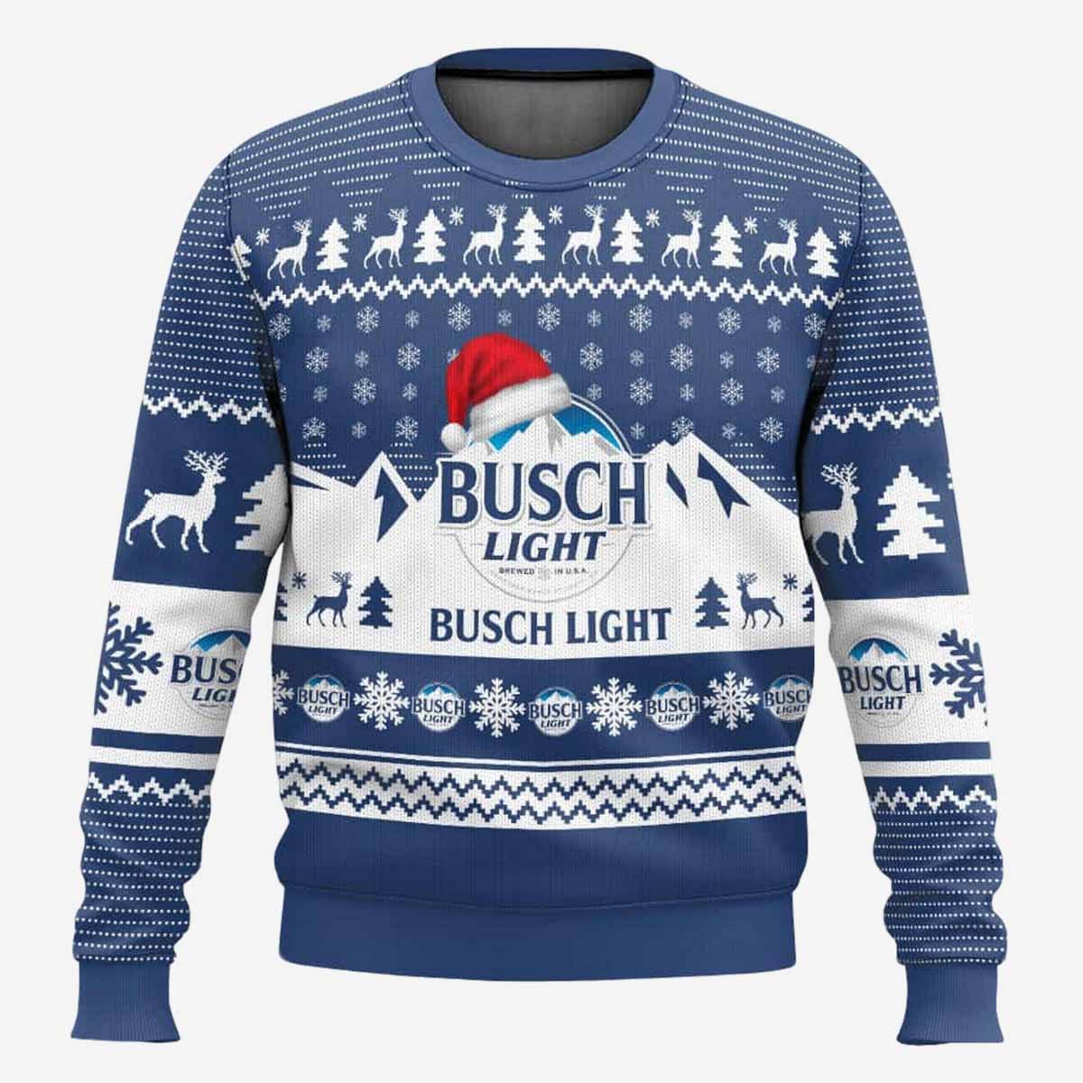 Busch Light Santa Hat Ugly Christmas Sweater Busch Light Santa Hat Ugly Christmas Sweater