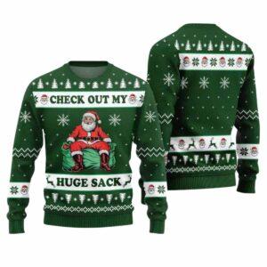 Check Out My Huge Sack Santa Ugly Christmas Sweater