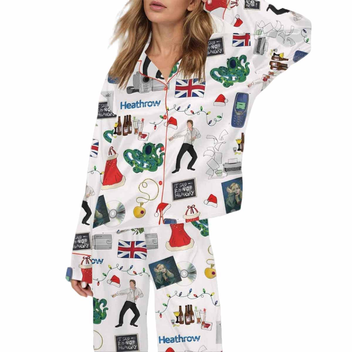 Christmas Love Actually Silky Satin Pajama Set Christmas Love Actually Silky Satin Pajama Set