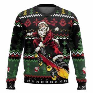 Cool Skateboard Santa Custom Ugly Christmas Sweater Cool Skateboard Santa Custom Ugly Christmas Sweater