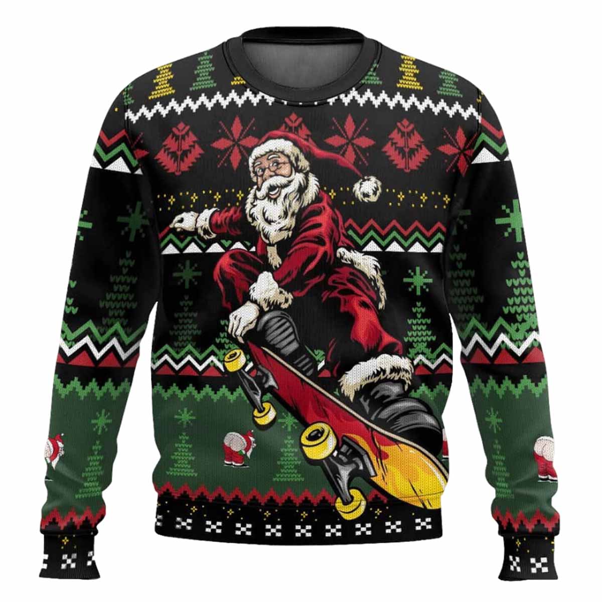 Cool Skateboard Santa Custom Ugly Christmas Sweater Cool Skateboard Santa Custom Ugly Christmas Sweater