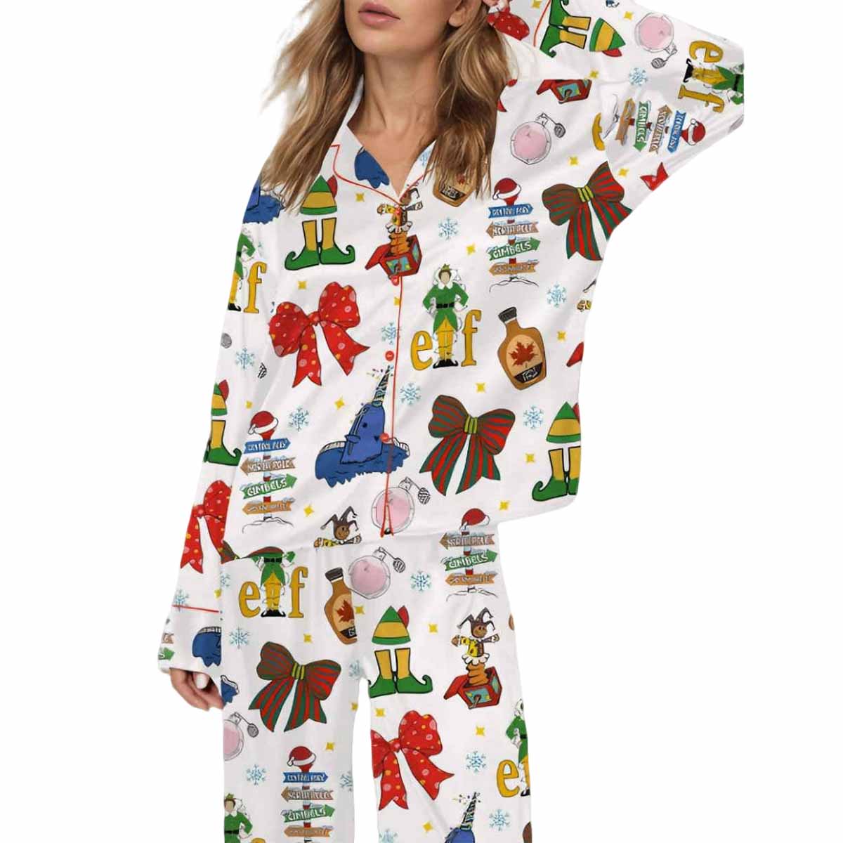 Coquette Elf Christmas Silky Satin Pajama Set Coquette Elf Christmas Silky Satin Pajama Set