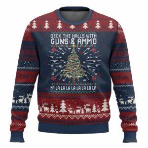 Deck The Halls With Guns And Ammo Ugly Christmas Sweater