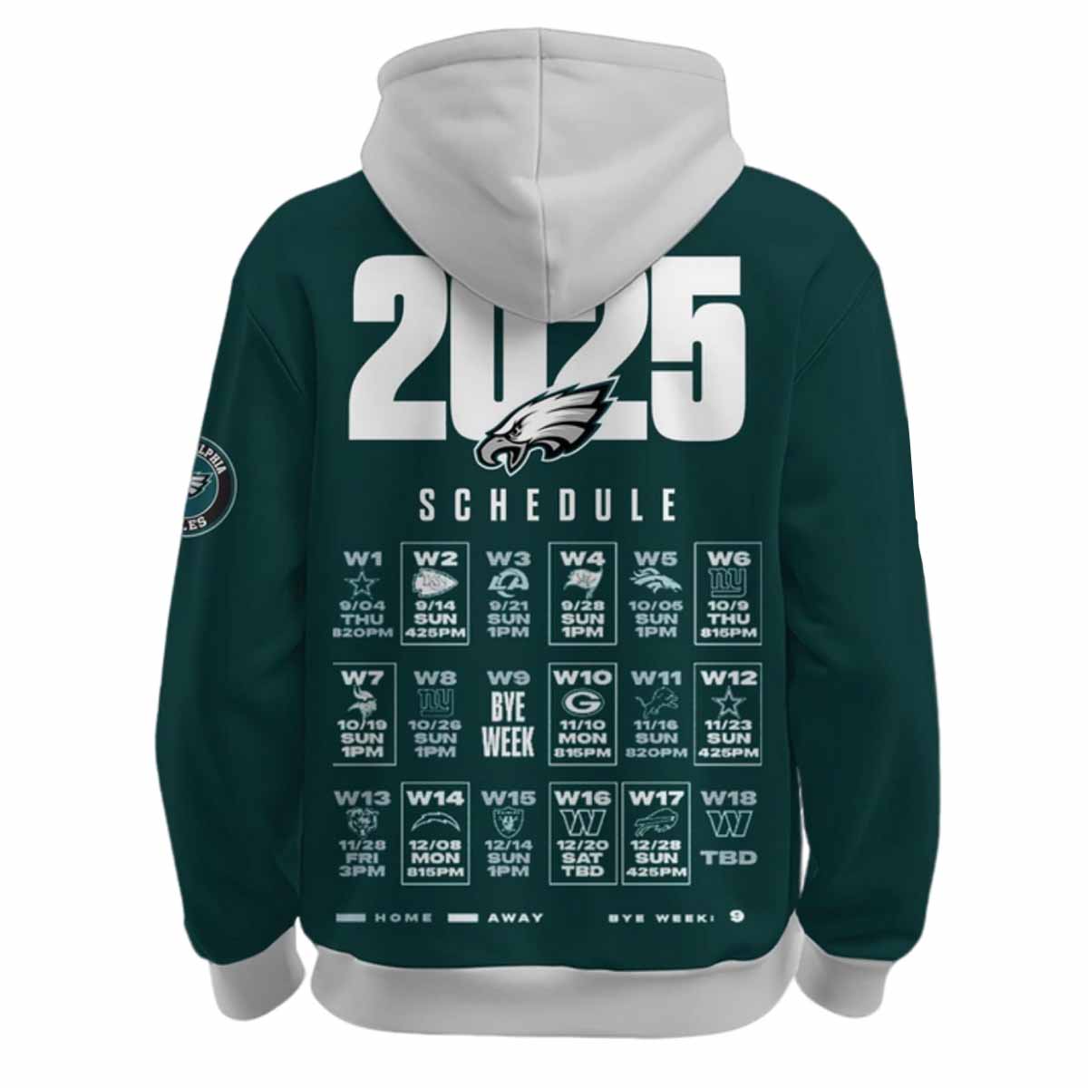 Eagles 2025 Schedule Hoodie Eagles 2025 Schedule Hoodie