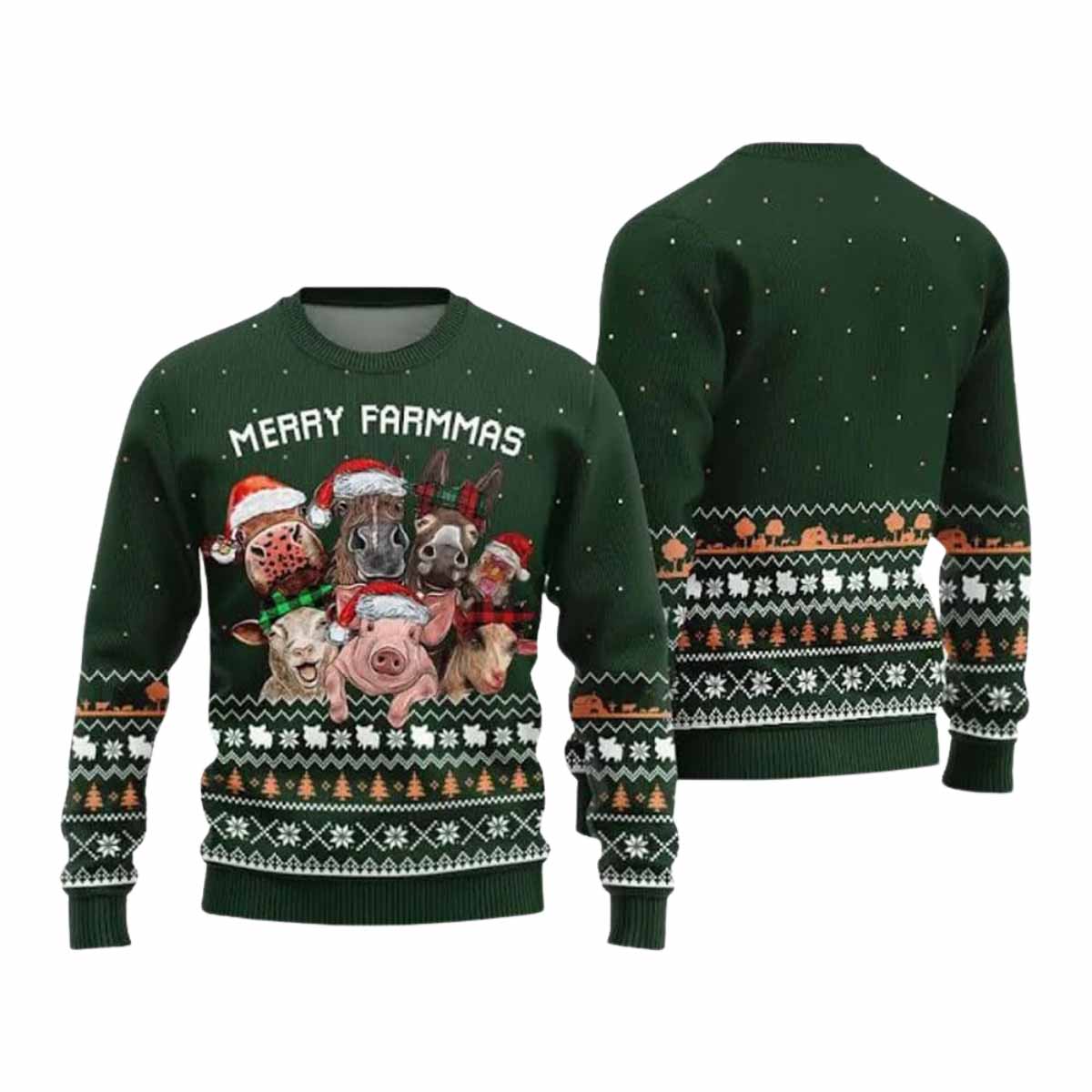 Funny Merry Farmmas Ugly Christmas Sweater Funny Merry Farmmas Ugly Christmas Sweater