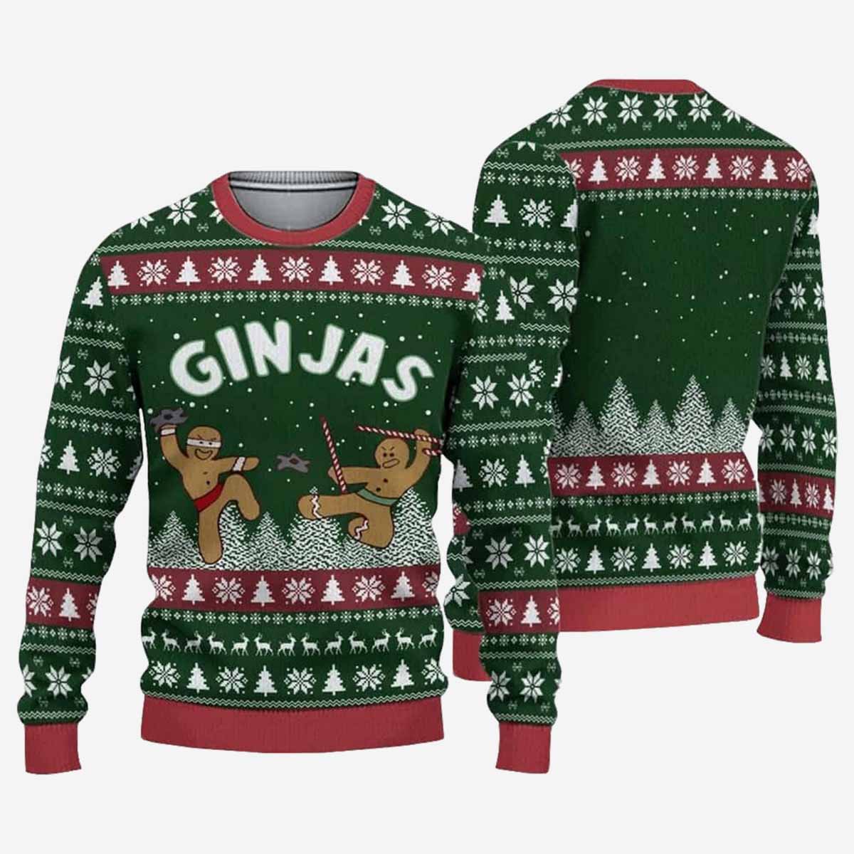 Ginjas Ninjas Gingerbread Ninjabread Ugly Christmas Sweater Ginjas Ninjas Gingerbread Ninjabread Ugly Christmas Sweater