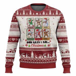 God Says I Am Xmas Christian Bible Ugly Christmas Sweater God Says I Am Xmas Christian Bible Ugly Christmas Sweater