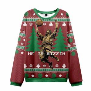 Jesus He Is Rizzin Christmas Ugly Sweater Jesus He Is Rizzin Christmas Ugly Sweater