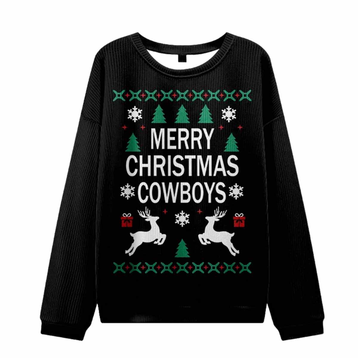 Merry Christmas Cowboys Ugly Christmas Sweater Merry Christmas Cowboys Ugly Christmas Sweater