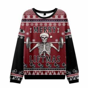 Merry Liftmas Skeleton Lifting Ugly Christmas Sweater Merry Liftmas Skeleton Lifting Ugly Christmas Sweater
