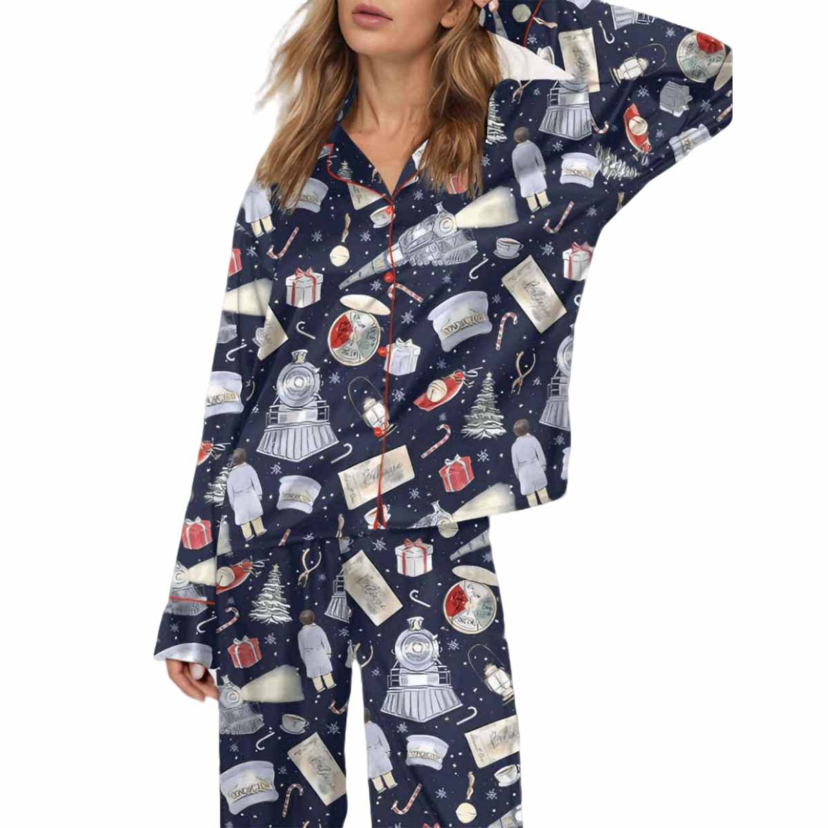 Polar Express Christmas Silky Satin Pajama Set Polar Express Christmas Silky Satin Pajama Set