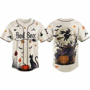Red Sox Haunted Night Halloween Black Cat Pumpkin Jersey Red Sox Haunted Night Halloween Black Cat Pumpkin Jersey