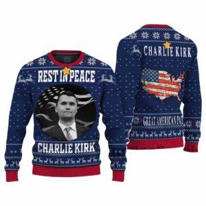 Rest In Peace Charlie Kirk Ugly Christmas Sweater Rest In Peace Charlie Kirk Ugly Christmas Sweater