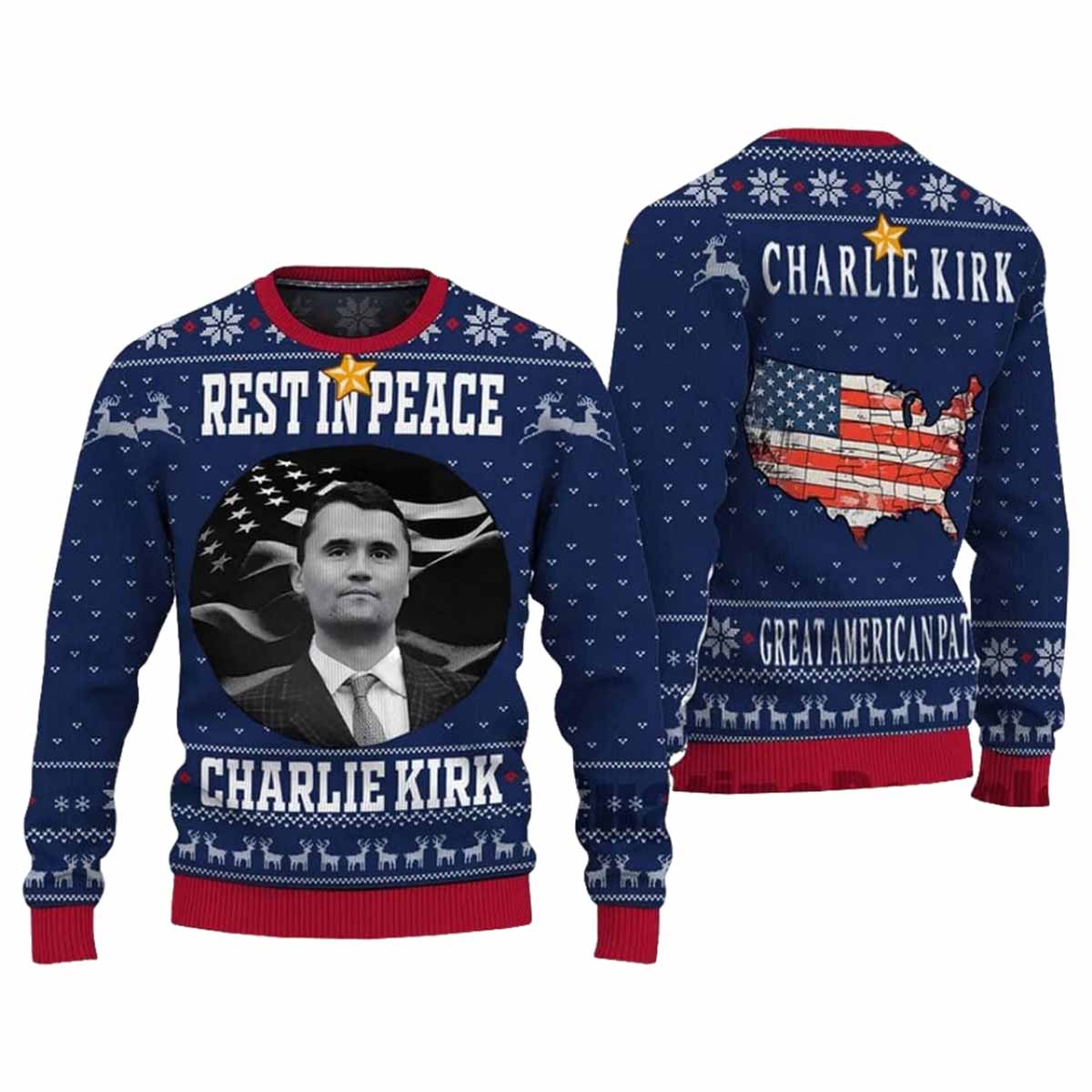 Rest In Peace Charlie Kirk Ugly Christmas Sweater Rest In Peace Charlie Kirk Ugly Christmas Sweater