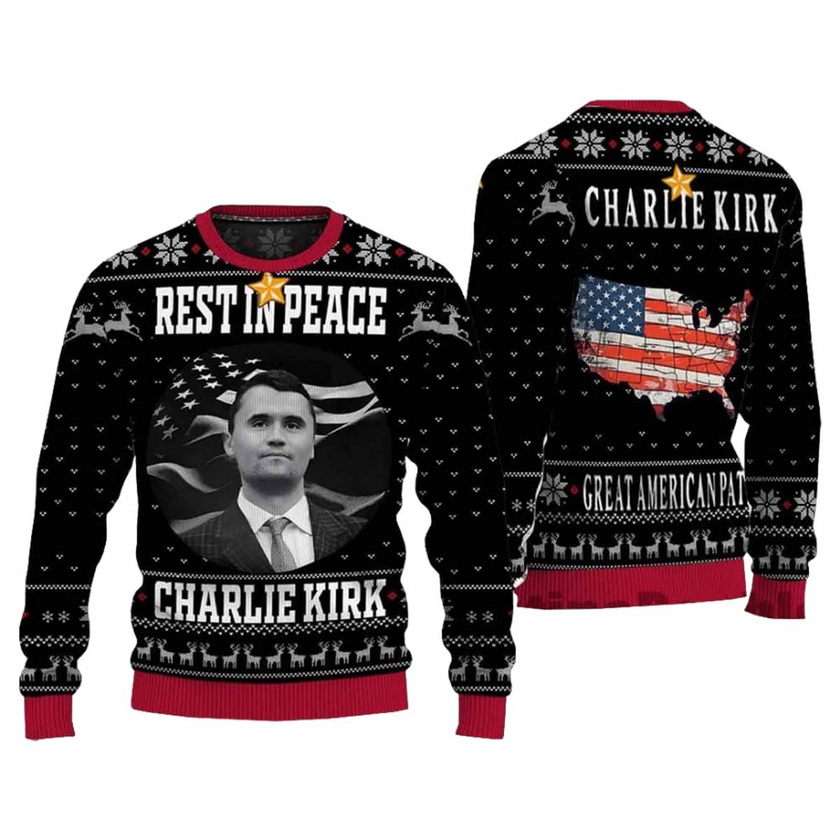 Rest In Peace Charlie Kirk Ugly Christmas Sweater Rest In Peace Charlie Kirk Ugly Christmas Sweater