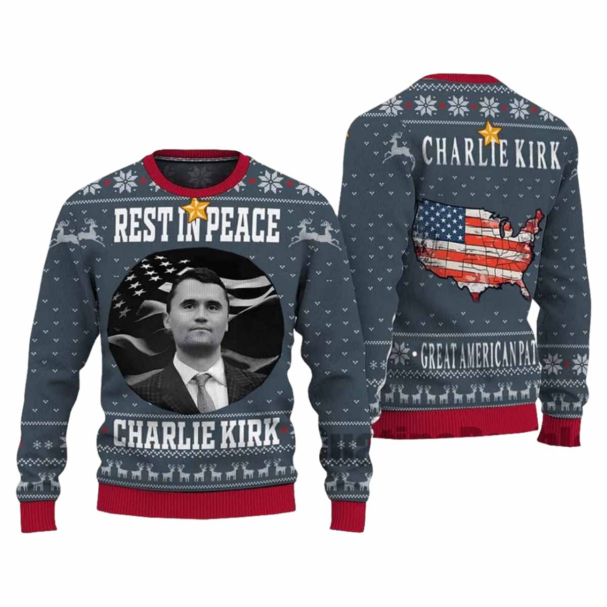 Rest In Peace Charlie Kirk Ugly Christmas Sweater Rest In Peace Charlie Kirk Ugly Christmas Sweater