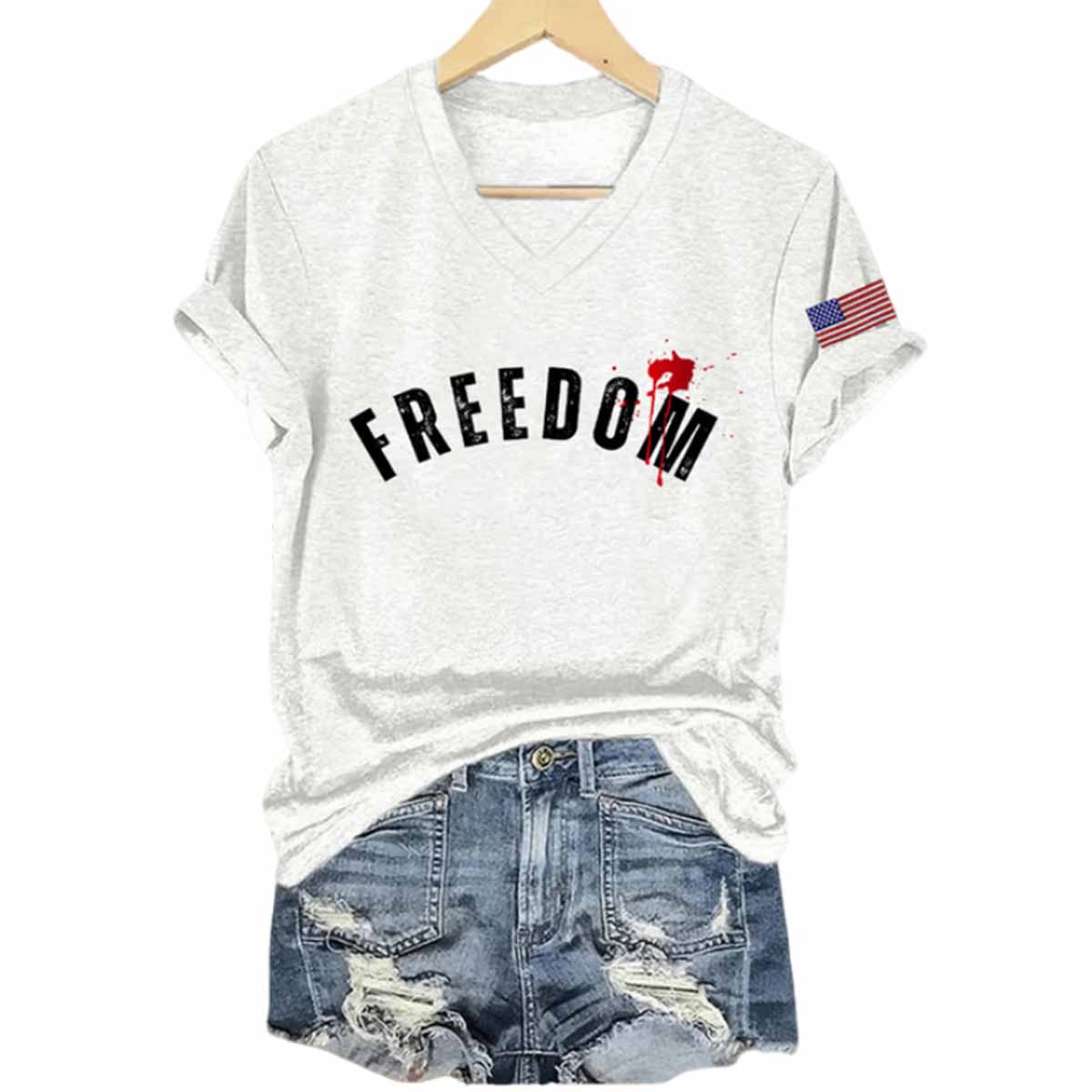 Retro Charlie Kirk Freedom V Neck T shirt Retro Charlie Kirk Freedom V-Neck T-Shirt
