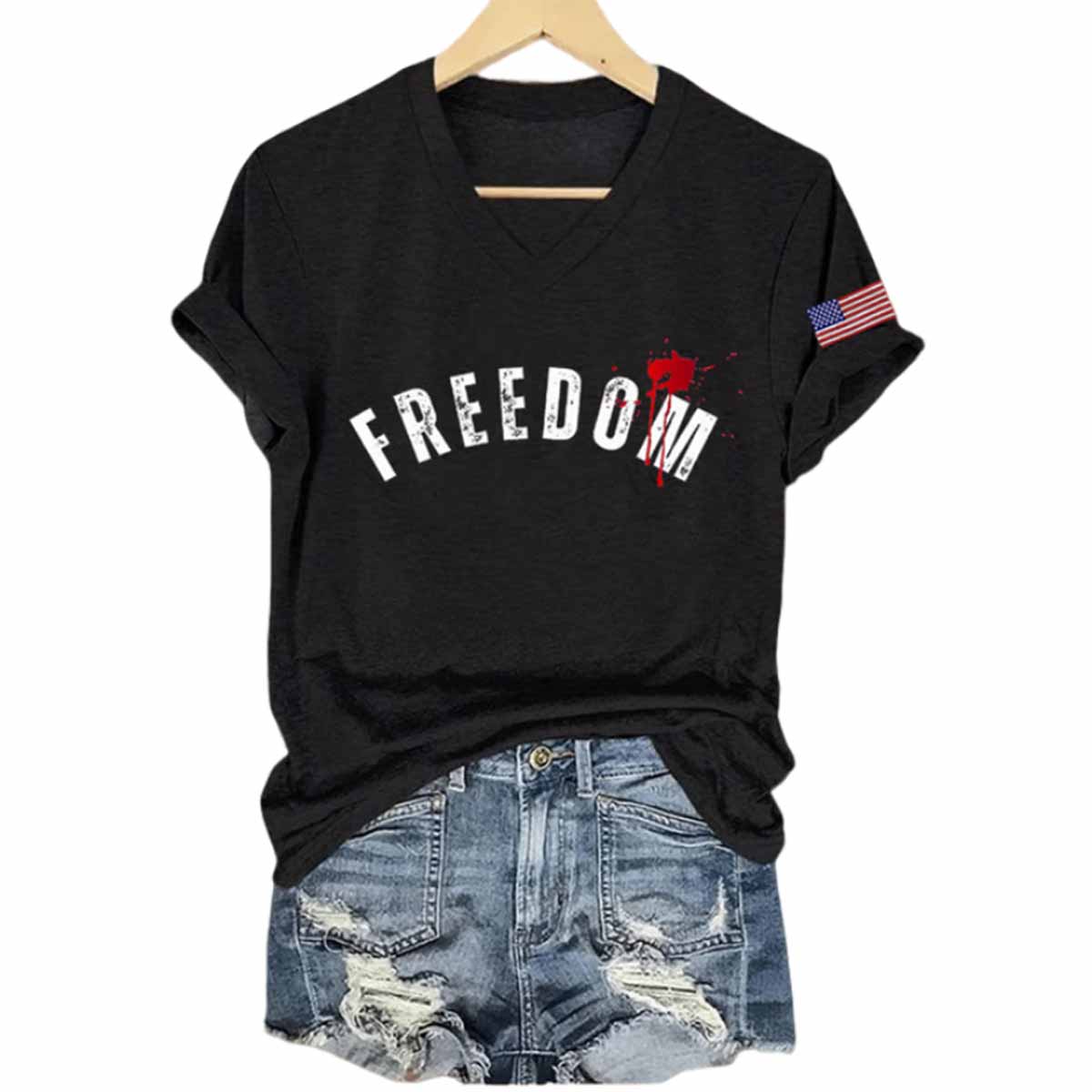 Retro Charlie Kirk Freedom V-Neck T-Shirt Retro Charlie Kirk Freedom V-Neck T-Shirt