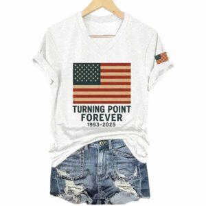 Retro Charlie Kirk Turning Point Forever 1993-2025 V-Neck T-Shirt