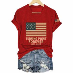 Retro Charlie Kirk Turning Point Forever 1993 2025 V Neck T shirt
