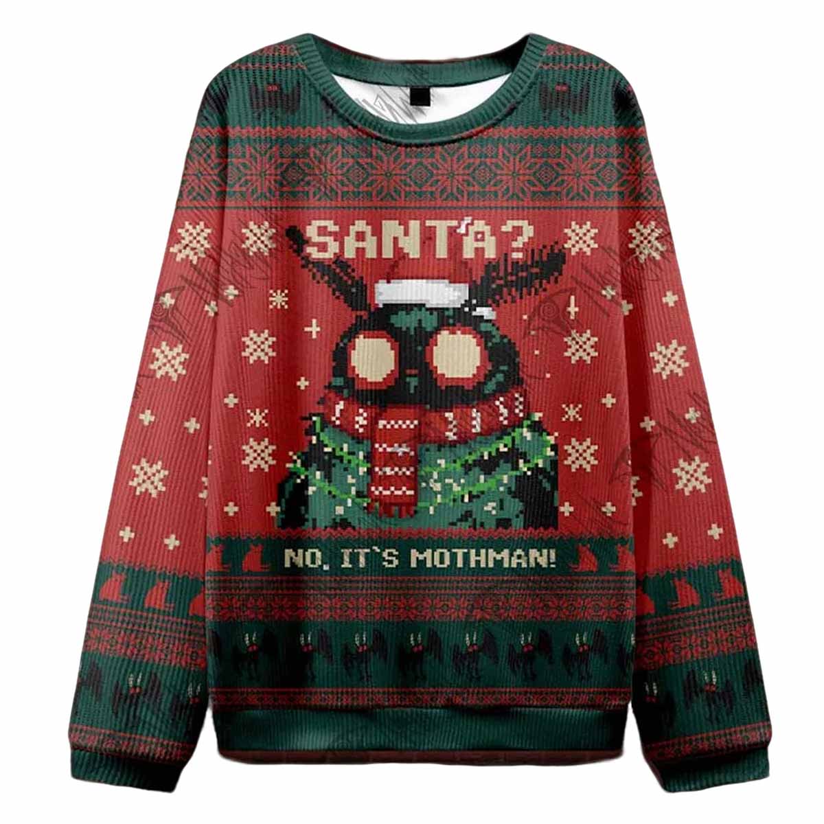 Santa No It's Mothman Ugly Christmas Sweater Santa No It's Mothman Ugly Christmas Sweater