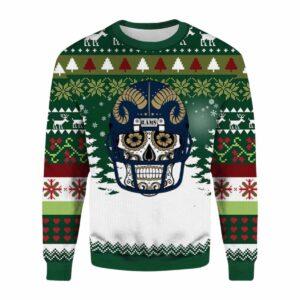 Skull Dia De Rams Ugly Christmas Sweater