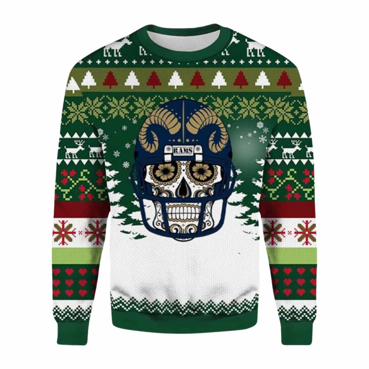 Skull Dia De Rams Ugly Christmas Sweater Skull Dia De Rams Ugly Christmas Sweater