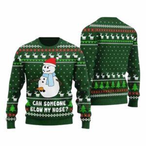 Snowman Blow My Nose Ugly Xmas Sweater