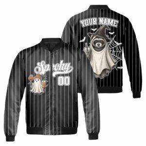 Spooky Pinstripe Halloween Bomber Jacket