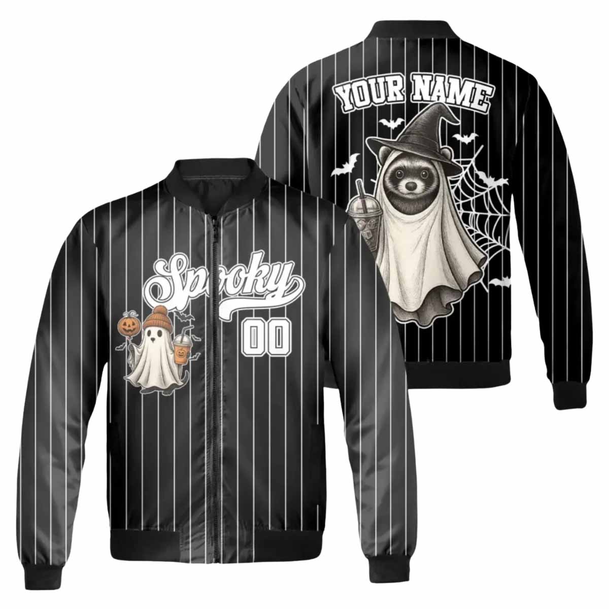 Spooky Pinstripe Halloween Bomber Jacket Spooky Pinstripe Halloween Bomber Jacket