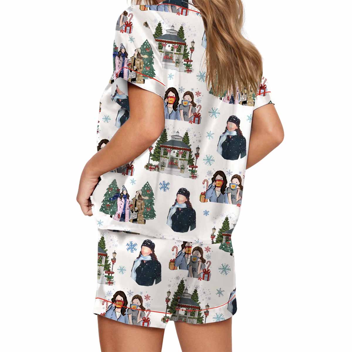 Stars Hollow Christmas Silky Satin Pajama Set Stars Hollow Christmas Silky Satin Pajama Set