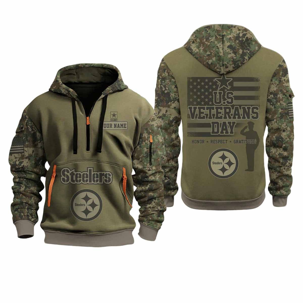 Steelers Happy Veterans Day Night Game 2025 Quarter Zip Hoodie Steelers Happy Veterans Day Night Game 2025 Quarter Zip Hoodie