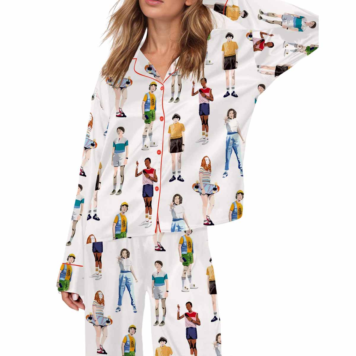 Stranger Things Friends Don’t Lie Silky Satin Pajama Set Stranger Things Friends Dont Lie Silky Satin Pajama Set