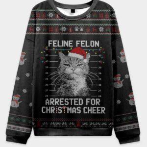 The Arrested Cat Christmas Ugly Sweater The Arrested Cat Christmas Ugly Sweater