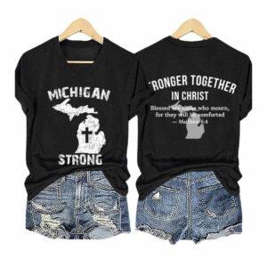 V Neck Retro Michigan Strong Pray For Grand Blanc Stronger Together In Christ Shirt V Neck Retro Michigan Strong Pray For Grand Blanc Stronger Together In Christ Shirt