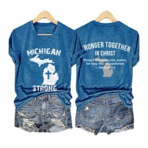 V Neck Retro Michigan Strong Pray For Grand Blanc Stronger Together In Christ Shirt41