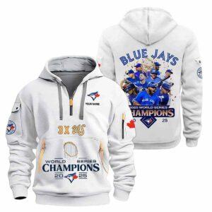 2025 Blue Jays 3X World Series Champions Quarter Zip Hoodie