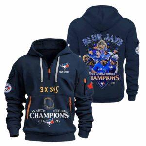 2025 Blue Jays 3X World Series Champions Quarter Zip Hoodie