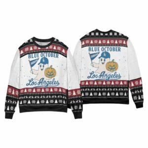 2025 Dodgers October Ghost Ugly Christmas Sweater 2025 Dodgers October Ghost Ugly Christmas Sweater