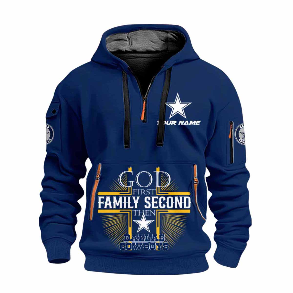 2025 God First Family Second Then Cowboys Quarter Zip Hoodie 2025 God First Family Second Then Cowboys Quarter Zip Hoodie