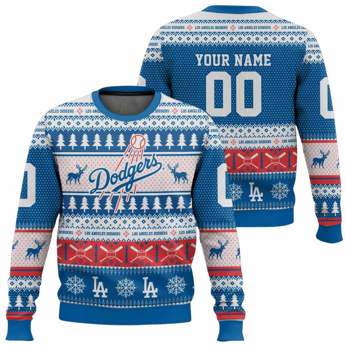 2025 Personalized Dodgers Baseball Ugly Christmas Sweater 2025 Personalized Dodgers Baseball Ugly Christmas Sweater