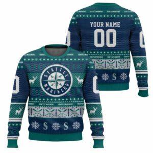 2025 Personalized Mariners Baseball Ugly Christmas Sweater