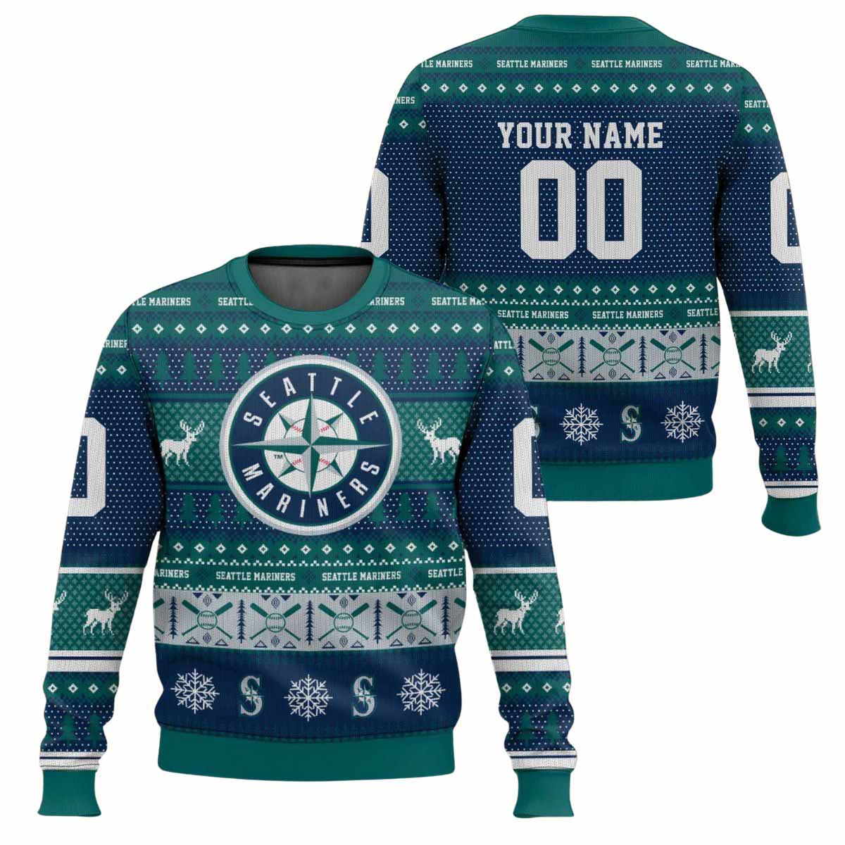 2025 Personalized Mariners Baseball Ugly Christmas Sweater 2025 Personalized Mariners Baseball Ugly Christmas Sweater