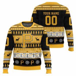 2025 Personalized Pirates Baseball Ugly Christmas Sweater 2025 Personalized Pirates Baseball Ugly Christmas Sweater