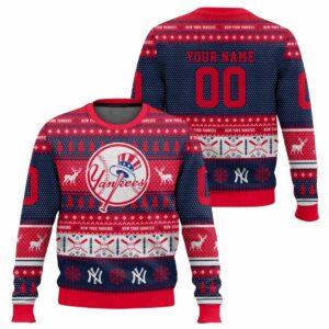 2025 Personalized Yankees Baseball Ugly Christmas Sweater 2025 Personalized Yankees Baseball Ugly Christmas Sweater