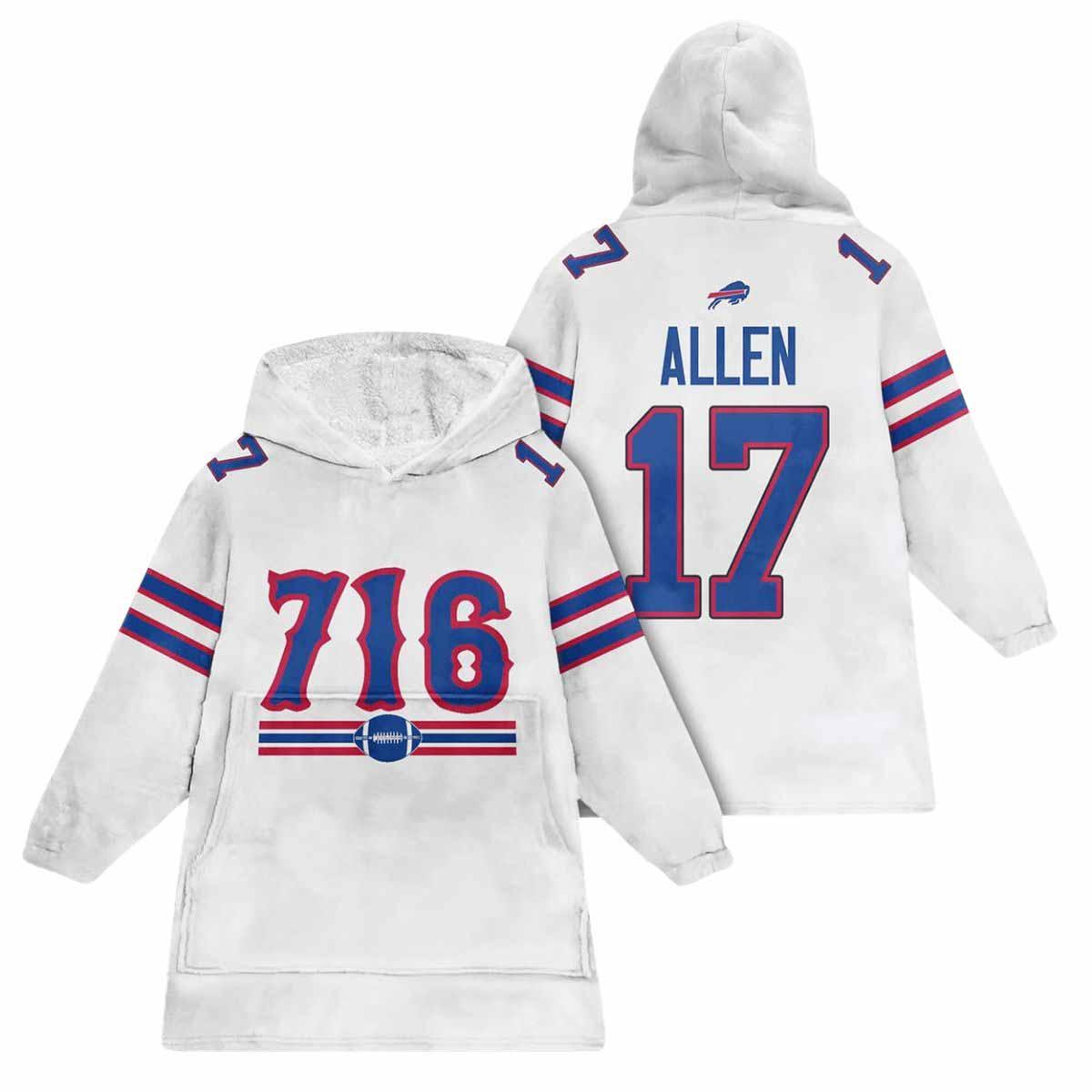 716 Buffalo Football Josh Allen 17 Unisex Blanket Hoodie 716 Buffalo Football Josh Allen 17 Unisex Blanket Hoodie