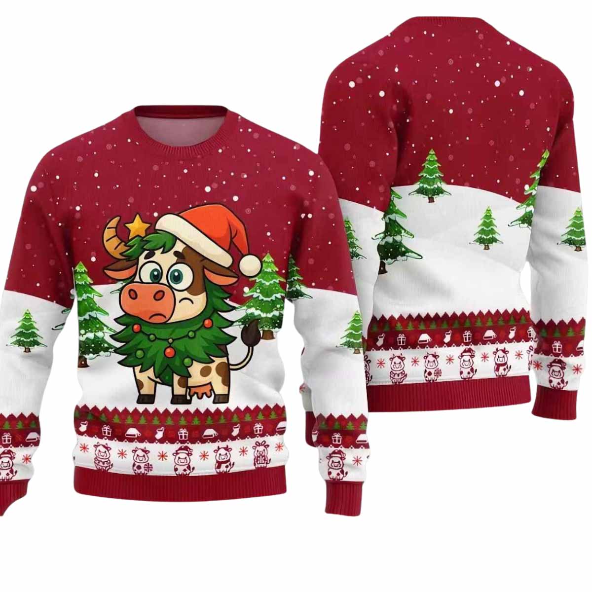 Adorable Santa Cow Ugly Christmas Sweater Adorable Santa Cow Ugly Christmas Sweater