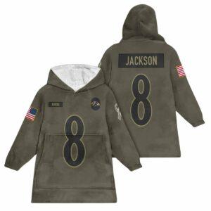 Army L.J 8 Baltimore Football Unisex Blanket Hoodie