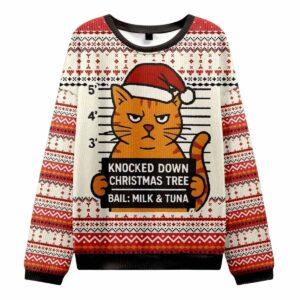 Arrested Cat Christmas Ugly Sweater