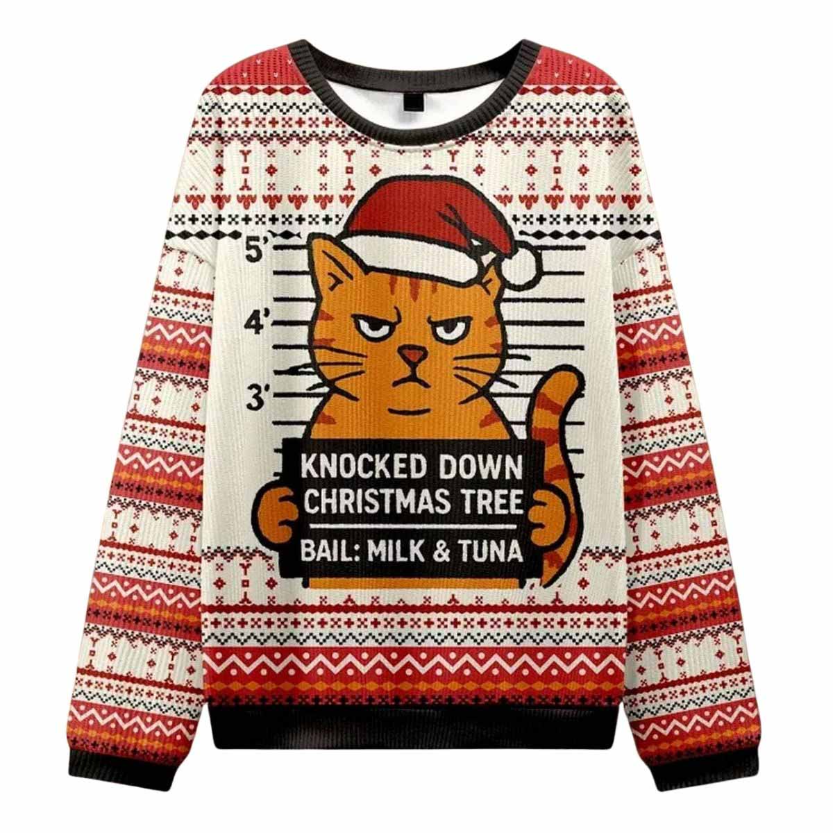 Arrested Cat Christmas Ugly Sweater Arrested Cat Christmas Ugly Sweater